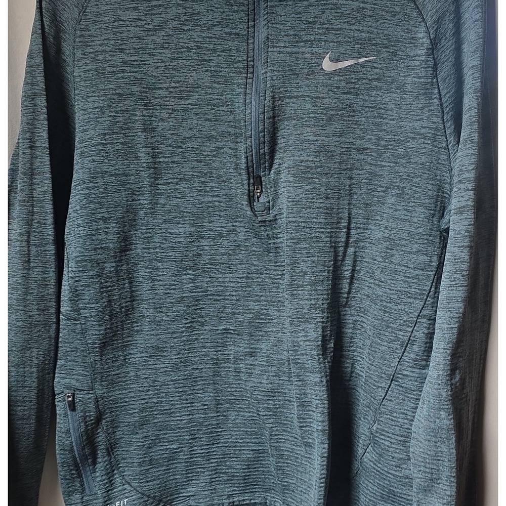 Nike Dri-FIT Men's Blue 1/4 Zip Pullover Mock Neck Athletic Fit Long Sleeve L